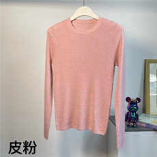 2025百搭时尚精仿羊毛圆领打底衫，女装针织衫/毛衣，万禾羊绒