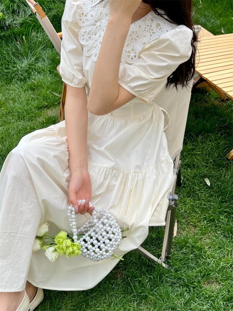 IMIZ｜NEW蕾丝领连衣裙op，女装连衣裙，IMIZ