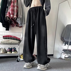 大码新款美式复古阔腿裤男女同款字母涂鸦运动休闲卫裤拖地裤子潮，男装牛仔裤，星座506