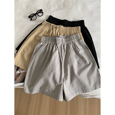 JK2507-p30设计感斜门襟高腰阔腿短裤女休闲直筒五分中裤夏，女装半身裙，星座617A-2