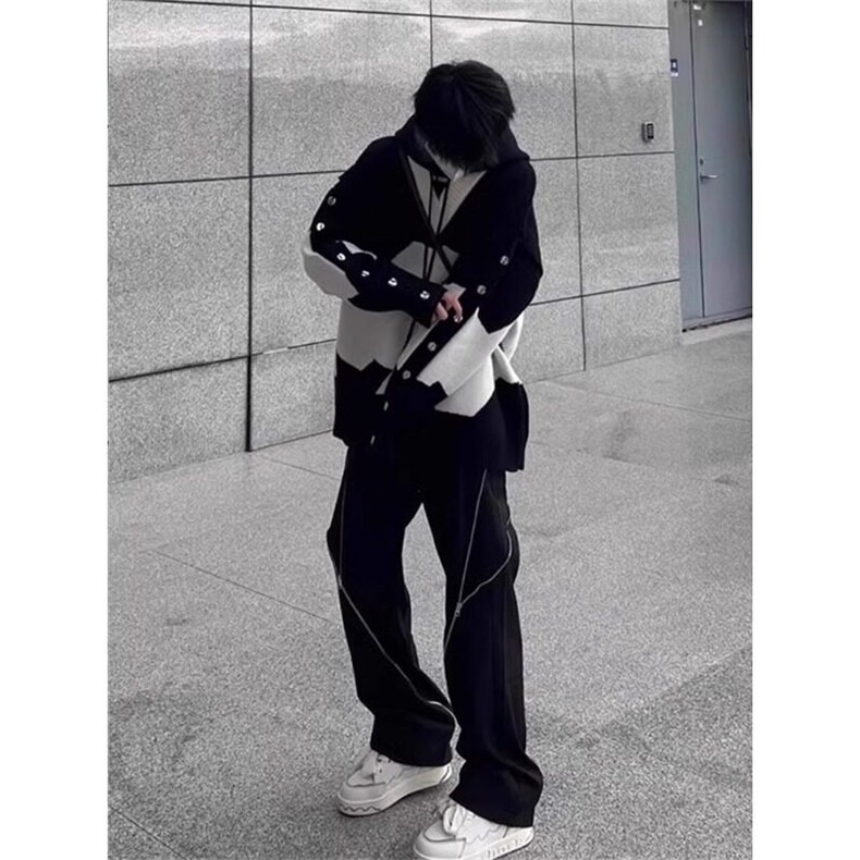 【有货】假两件撞色针织连帽卫衣帅v领毛衣外套MY629特P63,男装针织衫/毛衣,星座908-1