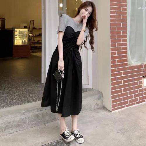 夏装新款抽绳韩版连衣裙，女装连衣裙，尚+