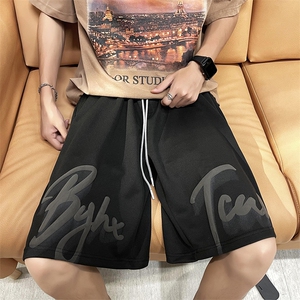 美式复古休闲短裤男夏季港风chic发泡印花宽松五分裤 K6566-P28图片