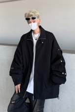 24秋季新款高街美式铆钉情侣同款抖音夹克C323-1-JK6006-P78，男装夹克，电商C323-1