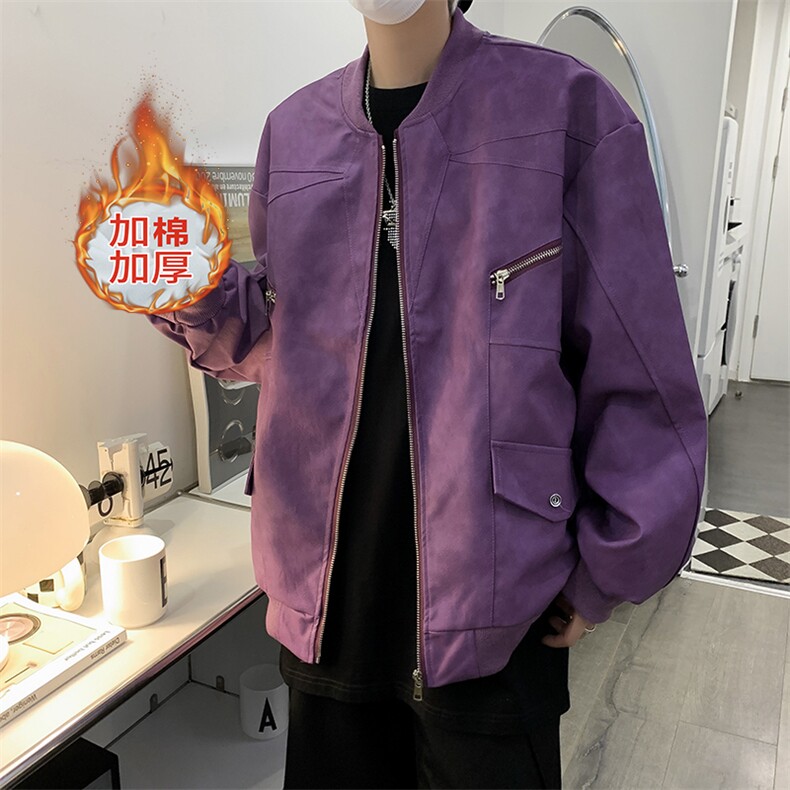 秋冬季2025新款潮麂皮绒加棉夹克宽松棉衣外套XZ212-QWK24JM-P90，男装夹克，星座212