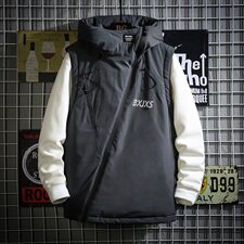 网格拉链装饰连帽棉马甲男冬季百搭防风马甲外套A090-MJ20p75限98，男装背心/马甲，电商A089-1