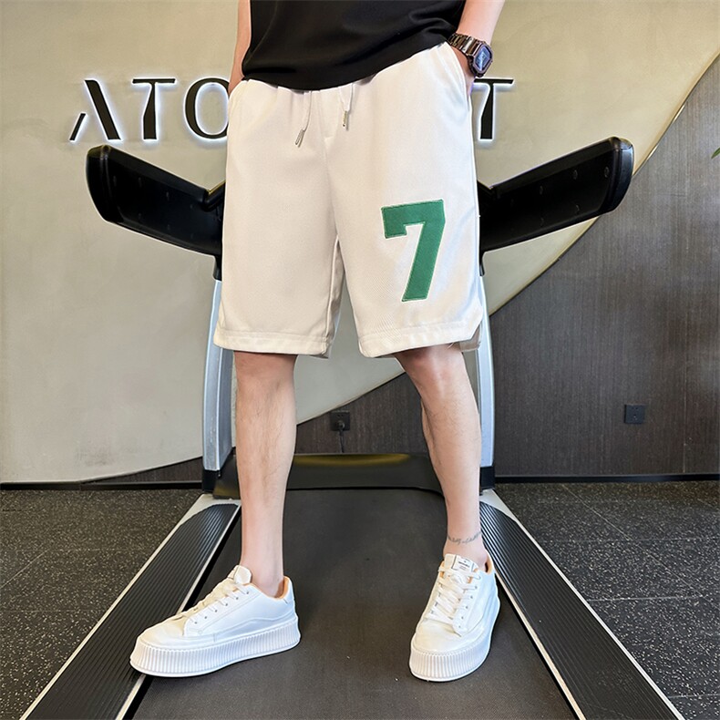 237字数字五分裤男士短裤宽松直筒痞帅5分DK16P40控55,男装牛仔裤,电商B413