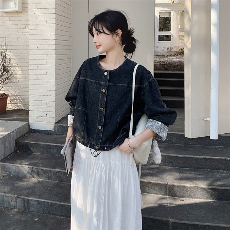 复古牛仔外套女2025春季新款设计感超好看小个子宽松休闲短款夹克,女装短外套,2C261