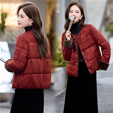 时尚立领棉服女2025冬季新款新中式宽松洋气短款棉衣外套，女装棉衣/棉服，伊航服饰