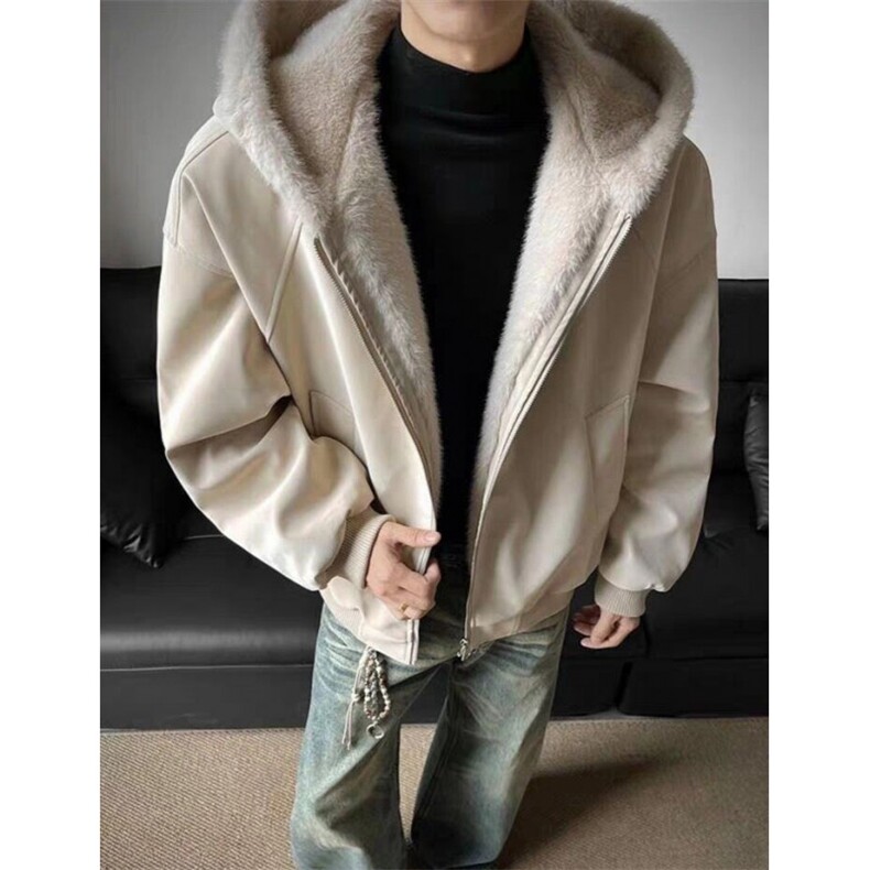 复古座山雕PU皮毛领情侣棉服男冬季款棉衣外套版棉袄M6047,男装棉衣,星座1116A（原606A-3）