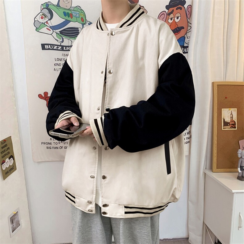 J1901P30室内港风秋季新款棒球领夹克情侣棒球服糖果色外套,男装夹克,电商A026-1