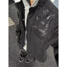 机车棒球服外套男春秋季牛仔工装休闲宽松情侣夹克上衣JK12，男装夹克，星座1116A（原606A-3）