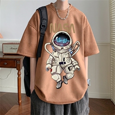 ！24夏季新款宽松大码港风宇航员麂皮绒T恤TJ2308-特p19，男装T恤，星座508（原C305）