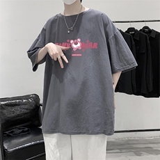 YT26329-P30亚麻短袖t恤男大码五分袖男宽松七分袖大皂风模特，男装T恤，电商A040