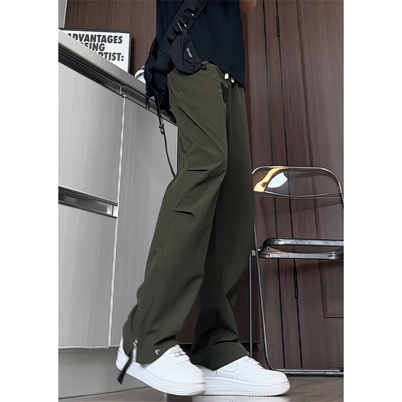 K5017/特P35四季款宽松直筒休闲裤男垂感阔腿个性开叉长裤子,男装休闲裤,电商A141