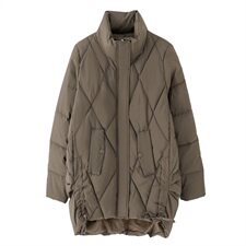 宽松大码拉链立领抽绳羽绒棉服棉衣外套，女装棉衣/棉服，简韵佳