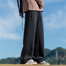wassuphappy美式褶皱卫裤男款秋冬季加绒加绒直筒裤运动休闲裤子，男装休闲裤，星座509