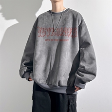 WY302P50控68400克麂皮绒秋季印花上衣百搭宽松套头卫衣休闲男，男装卫衣，星座205-1