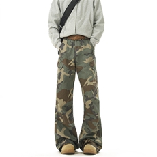 【现货】美式复古迷彩工装微喇叭拖地休闲裤3XZ502-K813-P65控89，男装休闲裤，星座502