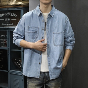 牛仔衬衫男外套秋冬款休闲百搭衬衣长袖高级感秋冬装上衣 CS1111图片