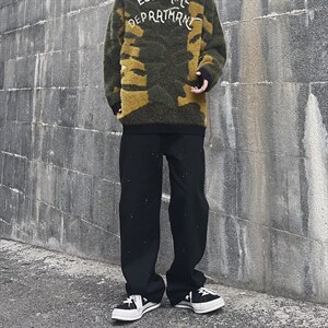 欧美高街vibe风工装裤春秋季美式牛仔裤N090P38加绒48,男装牛仔裤,星座1116-2