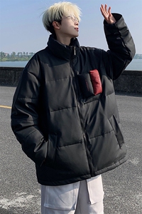 PU皮棉衣男冬季新款港风立领宽松休闲棉服学生面包服MF8603-P85图片