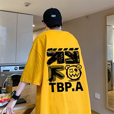T653P28新品涂鸦小熊t恤男短袖纯棉体恤半截袖情侣宽松上衣，男装T恤，星座304A-1