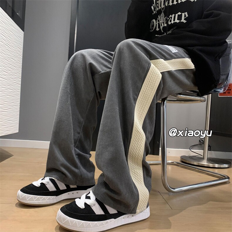 XZ616秋季新款灯芯绒拼接贴标休闲裤TY419P55控68,男装休闲裤,星座512A（原616）