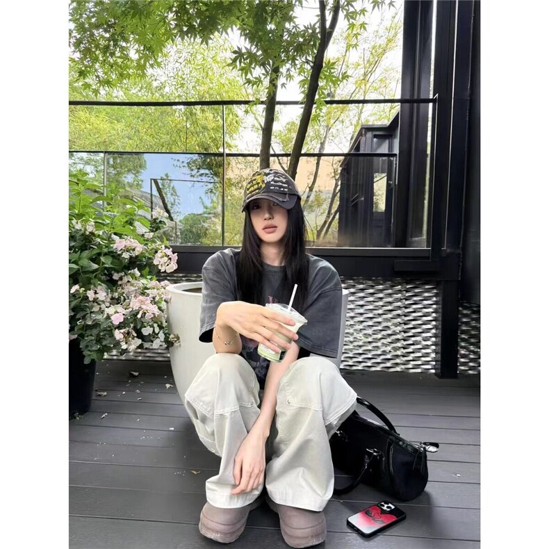 水洗做旧卡通印花短袖T恤男夏季新款青少年痞帅宽松休闲五分袖潮,男装T恤,星座601-1