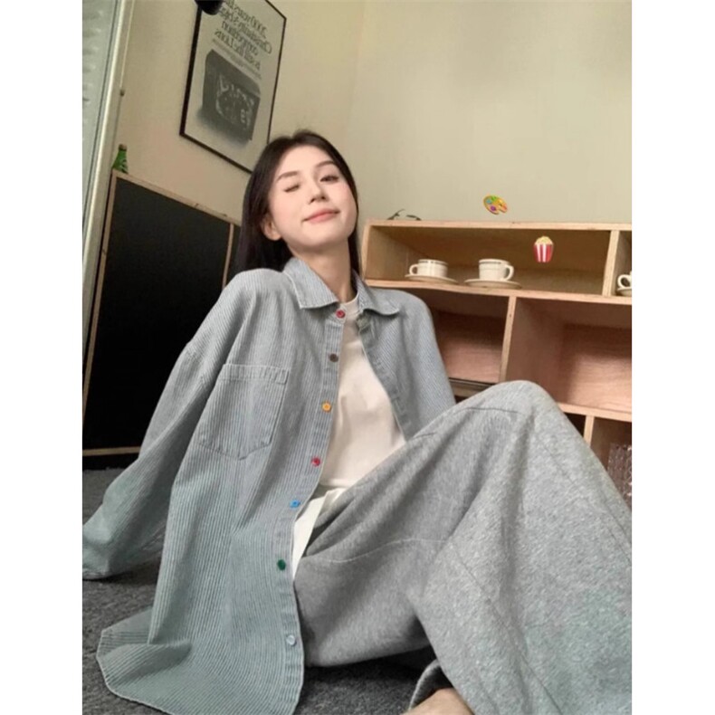 TC626-P45韩系彩色纽扣条纹衬衫女长袖衬衣外套,女装衬衫,星座617A-2