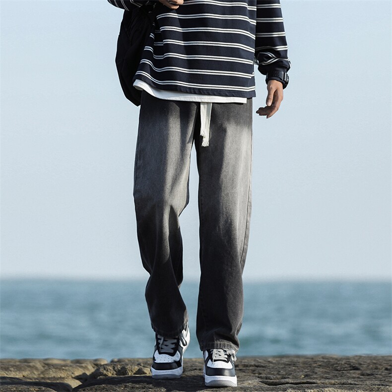 港风男生牛仔裤潮牌高街抽绳裤子K506P50，男装牛仔裤，电商D325