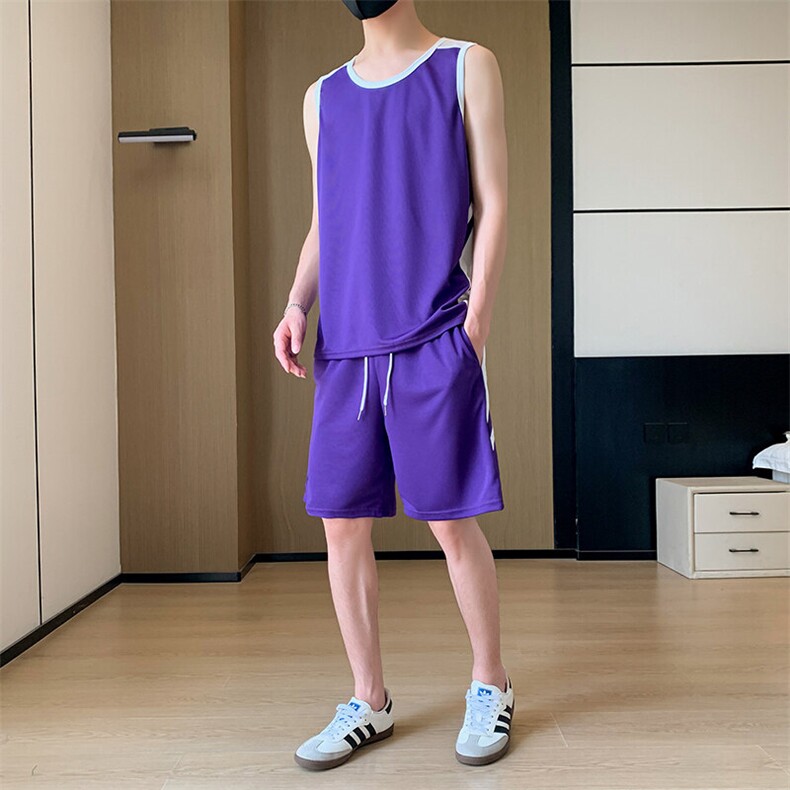 TZ148-P50冰丝拼色青少年背心短裤套装男生运动篮球学生无袖衫,男装牛仔裤,星座507A（原星座306B-2）