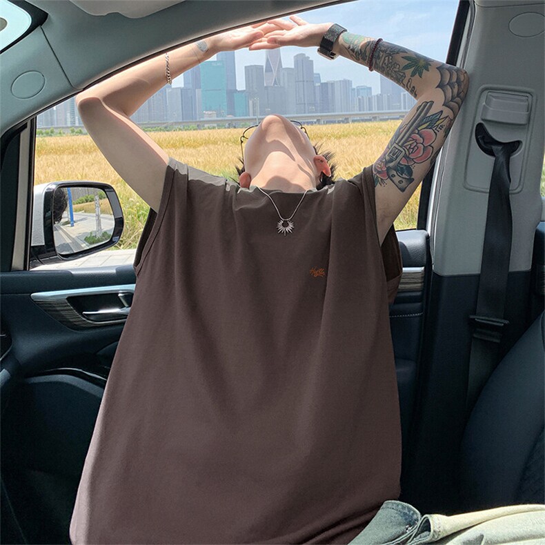 可48小时发货支持抖音得物来样二开240克重磅美式纯棉背心无袖t恤，男装背心/马甲，电商A486