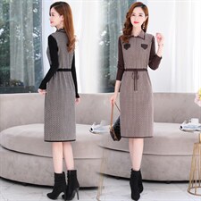 2021秋季新款时尚气质有女人味的毛衣连衣裙，女装连衣裙，金典明美
