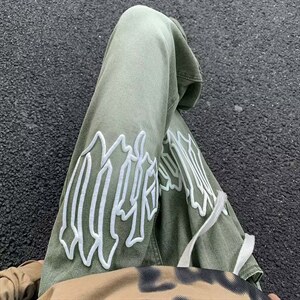 复古棕色牛仔裤男美式hiphop高街ins潮牌宽松N0503-P48图片