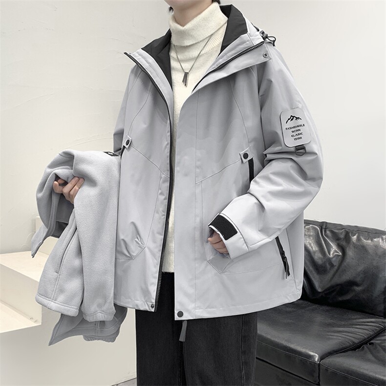 三合一情侣冲锋衣男石墨烯内里户外三防摇粒绒冲锋夹克-P128,男装夹克,电商B306