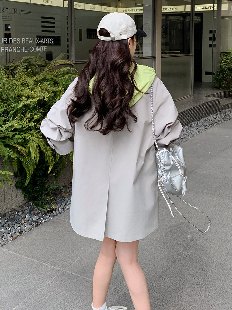 大货撞色连帽风衣外套2c309-2508-p145-k218,女装风衣,2C309