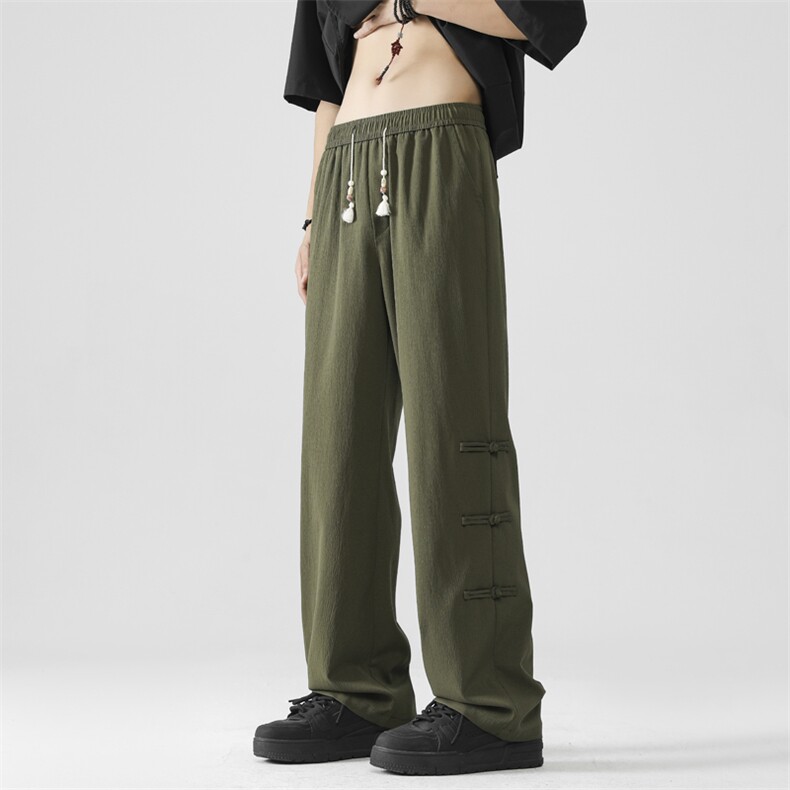 冰丝亲肤新中式直筒运动裤坠感亲柔潮垂顺拖地长裤K060-特批30，女装休闲裤，星座718-1