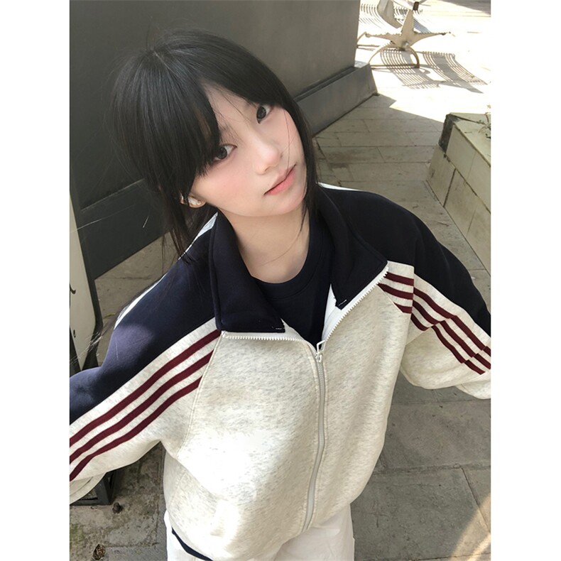 抖音得物高品质美式高街重磅结构织带拼接撞色立领卫衣外套CM41,男装卫衣,电商A486