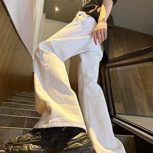 cleanfit白色设计感高级修身微喇裤男美式高街欧美hiphop裤子春秋图片