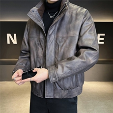 2553-P268-M-3XL标90绒店主立领休闲渲染皮质机车高品质羽绒服，男装羽绒服，电商B255