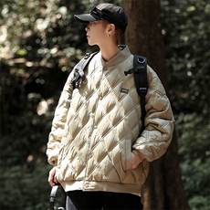 棒球领男士加厚棉衣格子棉服青年休闲棉袄冬季潮A266-WMY610-P75，男装棉衣，电商A266
