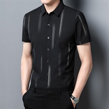 Z22023夏季青年2022男式薄款短袖衬衣修身休闲免烫透气衬衫P53，男装衬衫，电商B360