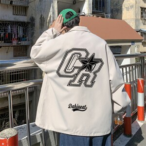 ！22秋季新款宽松大码港风CR英文夹克外套JK1673-P50控68图片