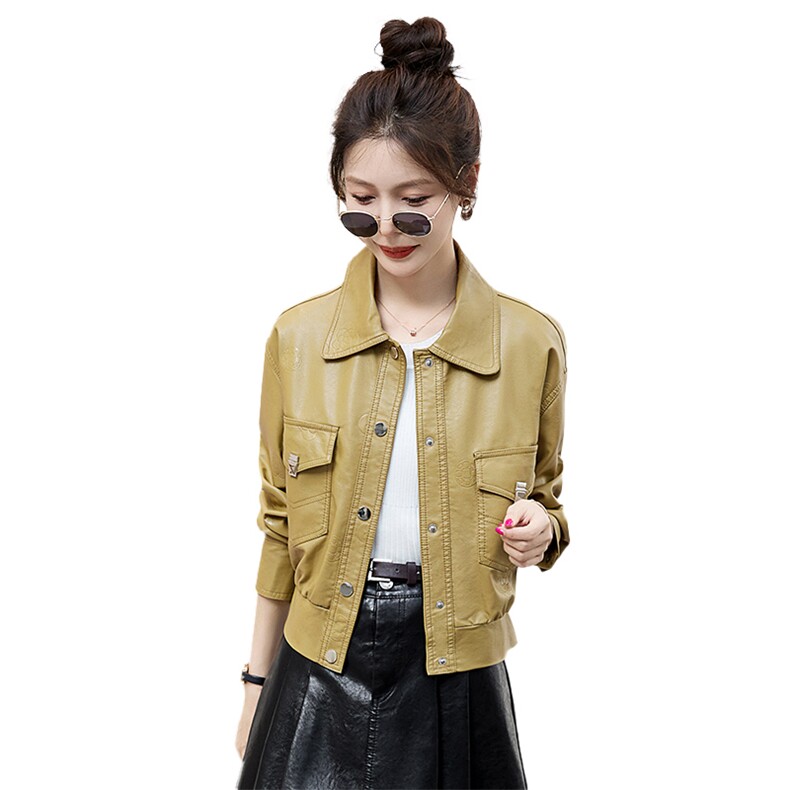 黑色小皮衣外套女2025春秋季新款小个子短款PU皮机车夹克百搭上衣,女装皮衣,臻衣坊