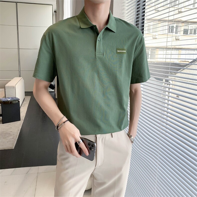 夏轻熟风短袖T恤宽松翻领tee潮牌半截袖上衣PL13/P45特控78,男装T恤,电商A243