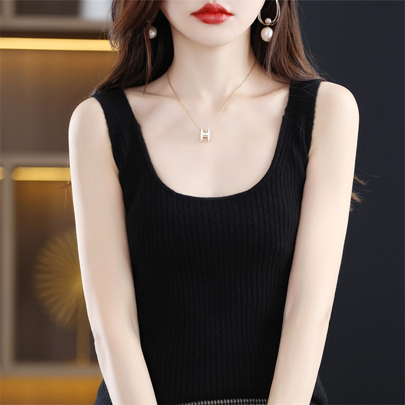 羊毛吊带背心女秋冬羊绒内搭西装显瘦无袖内搭打底衫纯色百搭上衣，女装背心吊带，暖思雅