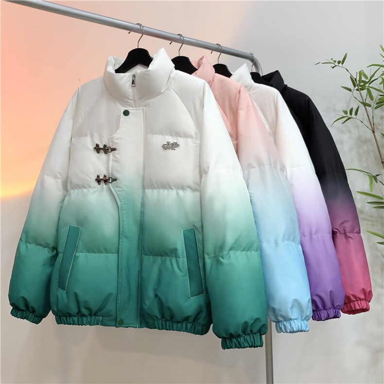 XZ-230-1MY58平铺宽松简约扎染渐变休闲立领机车面包服P128控158图片