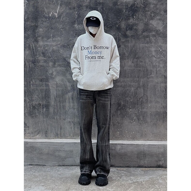B221美式ins高街暗黑重工艺宽松微喇牛仔裤LK23128-P60控78,男装牛仔裤,电商B221