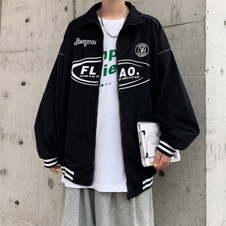 夹克男女春秋季美式宽松情侣棒球服oversize外套JK055-P58,男装夹克,星座308B-1
